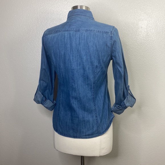 Talbots Blue Denim Button Front Shirt, NEW - Picture 4 of 9